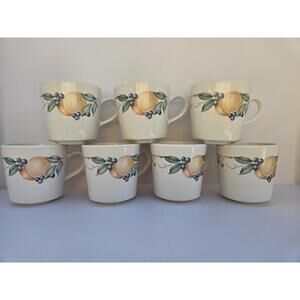 Vintage Corelle Abundance Mugs Set of 7 – Fruit Pattern CorningWare Cups